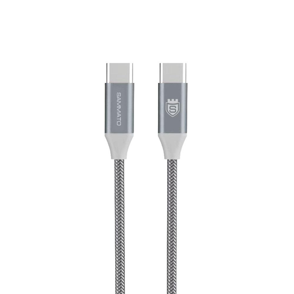 Кабел SAMMATO PD TYPE C to TYPE C 60W 1м. корда сив