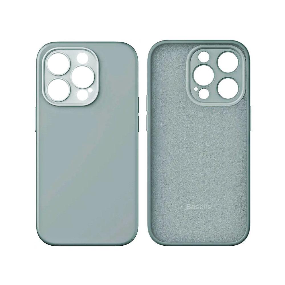 Калъф гръб за iPhone 14 Pro Max Baseus Liquid Silica Gel Series Case + скрийн протектор светло сив