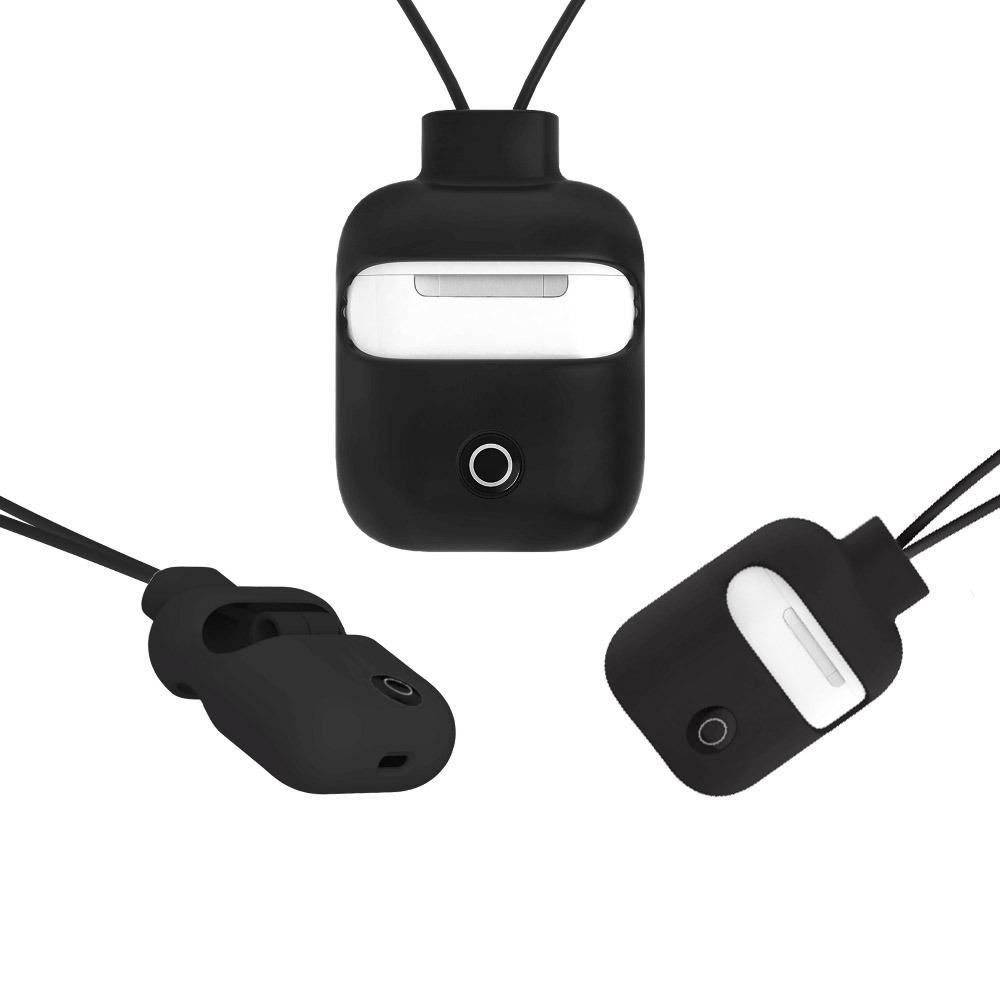 Калъф за AirPods 2018 с 2 бр. връзки за закачане черен