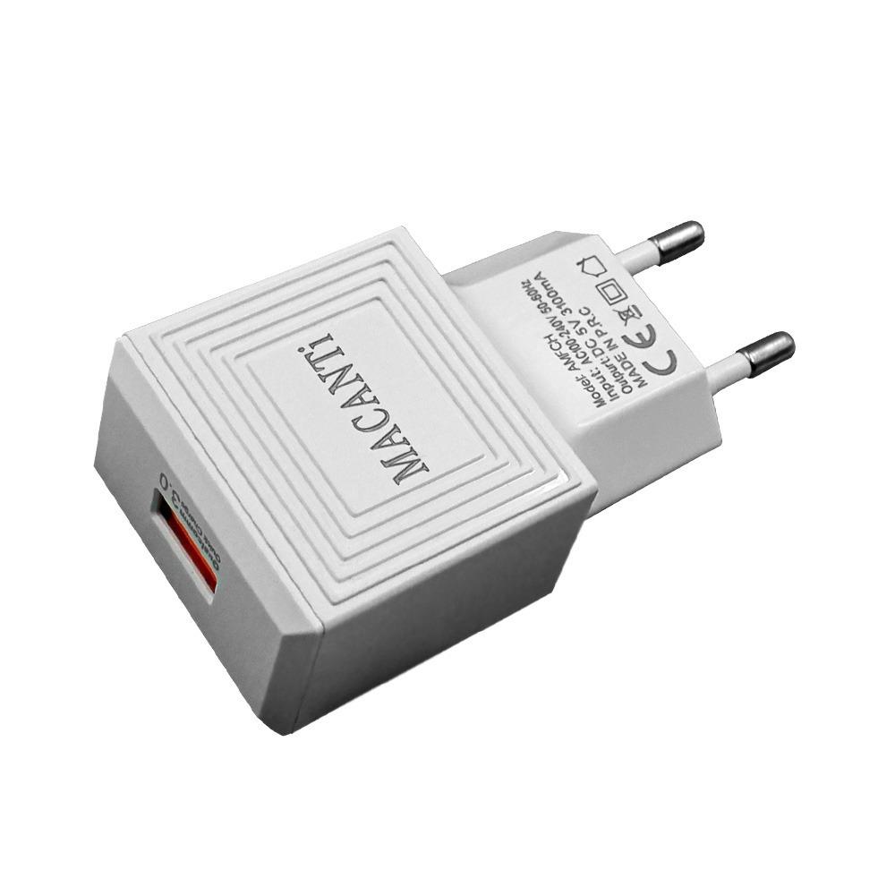 Адаптер 220V Macanti с 1 USB Fast charging бял