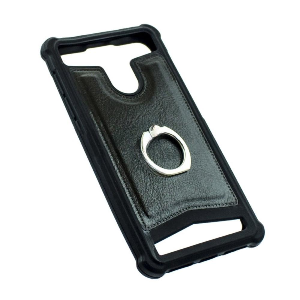 Калъф гръб TPU универсален с кожа K-03 4.2“-4.8“ черен