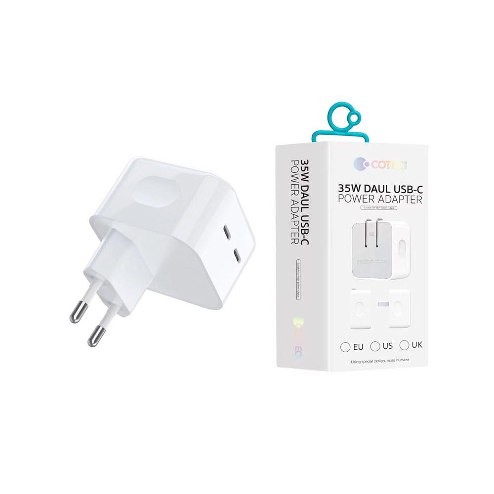 Адаптер 35W Dual USB-C Port COTEetCI Power  EU бял