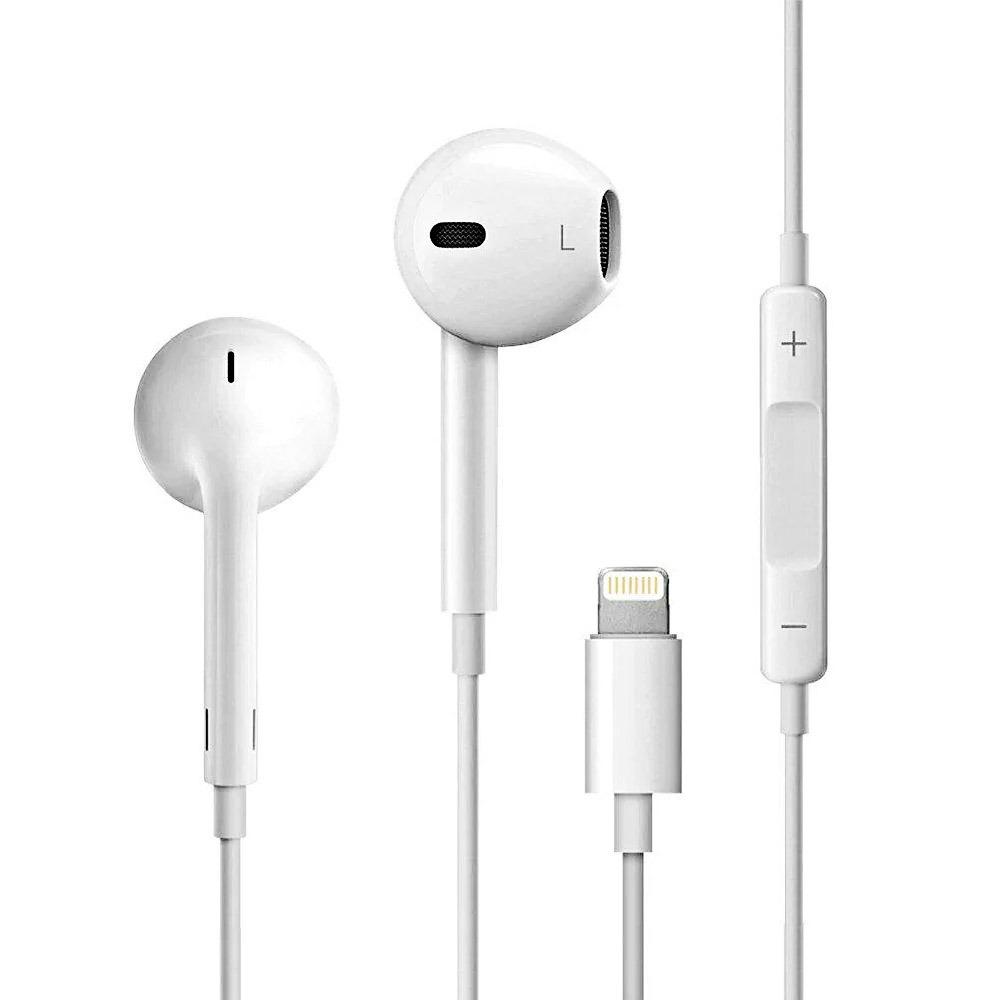 Слушалки Handsfree USAMS EP-24 Lighting with mic. бял