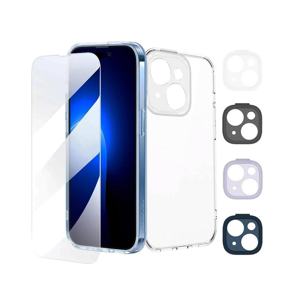 Калъф гръб за iPhone 14 Plus Baseus Illusion прозрачен + скрийн протектор+3бр. за камера в цвят
