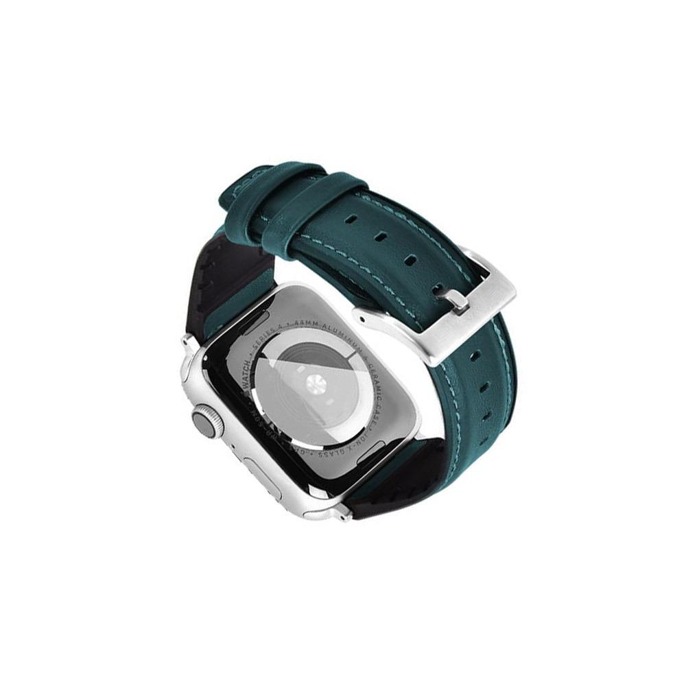 Apple watch 42/44/45mm COTEetCI каишка кожа патент метал сиво