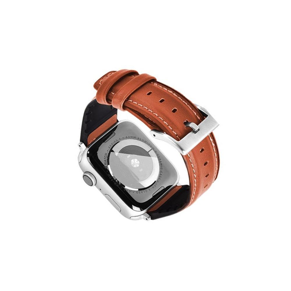 Apple watch 42/44/45mm COTEetCI каишка кожа патент метал кафяво