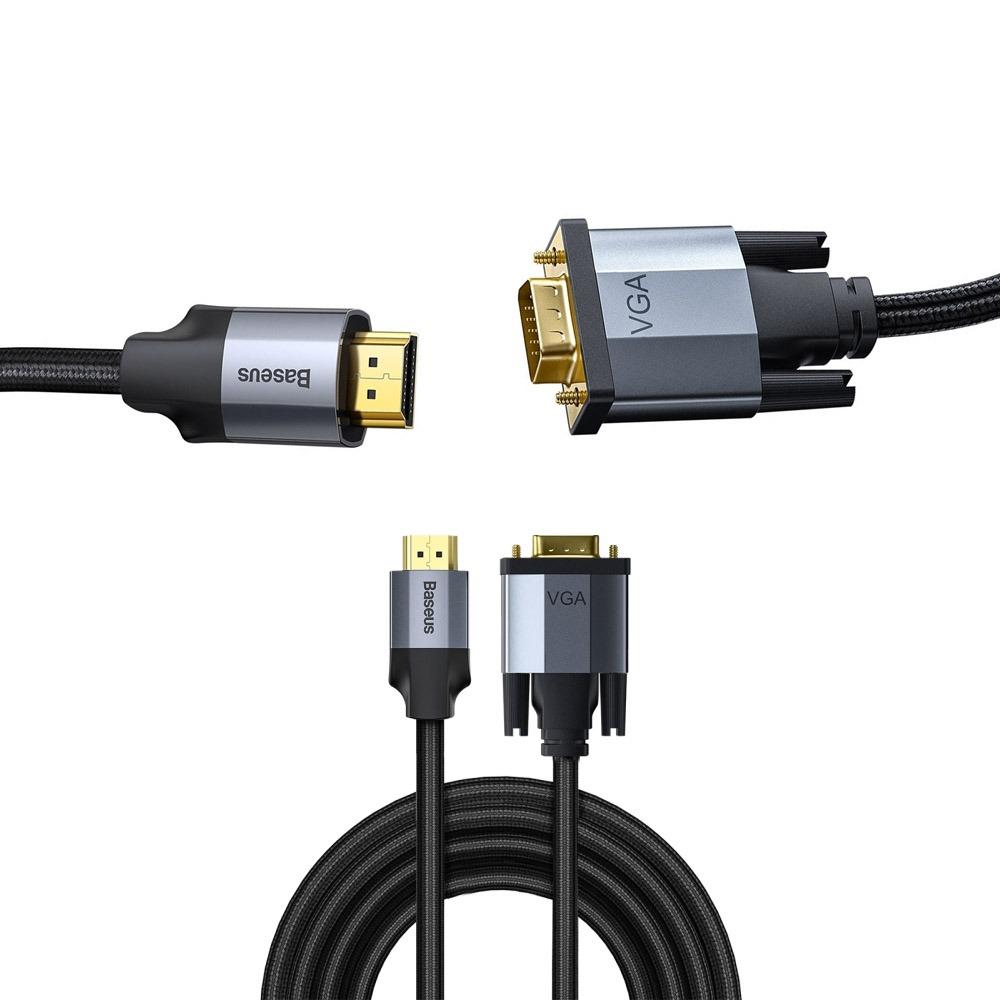 Кабел Baseus Enjoyment Series високоскоростен HDMI сплетен кабел HD Male To VGA Male Adapter 2m. черен, CAKSX-K0G