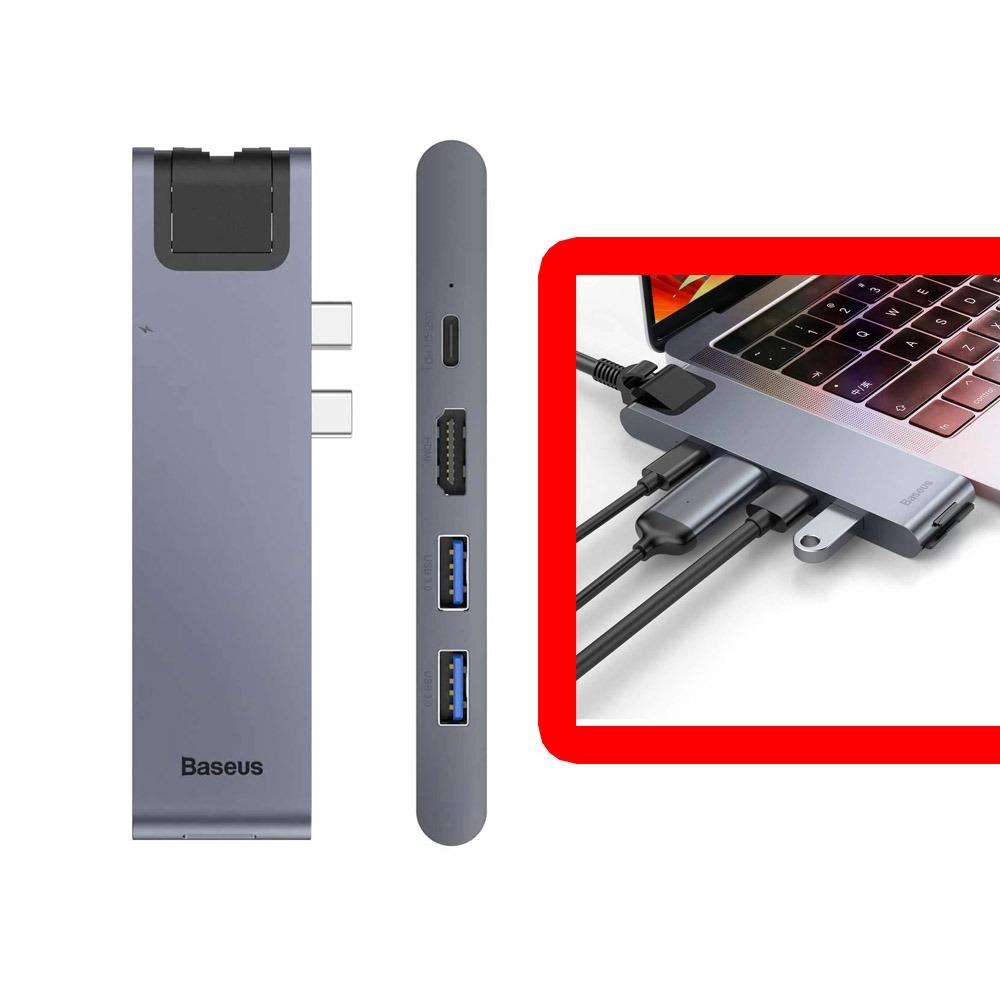 Хъб Baseus HUB thunderbolt C+Pro Seven-in-one smart docking station сив, CALL32-0S