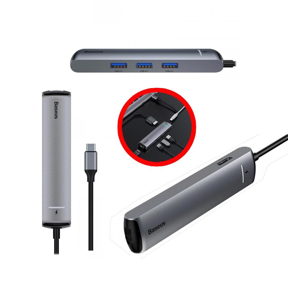 Мултифункционален хъб Baseus mechanical eye Six-in-one smart docking station сив, CAHUB-J0G
