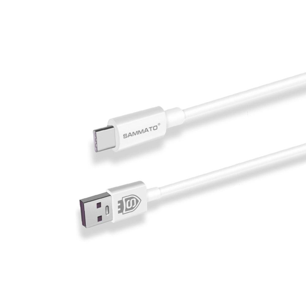USB кабел SAMMATO  USB-A 2.0 to TYPE C 5A 1м. бял