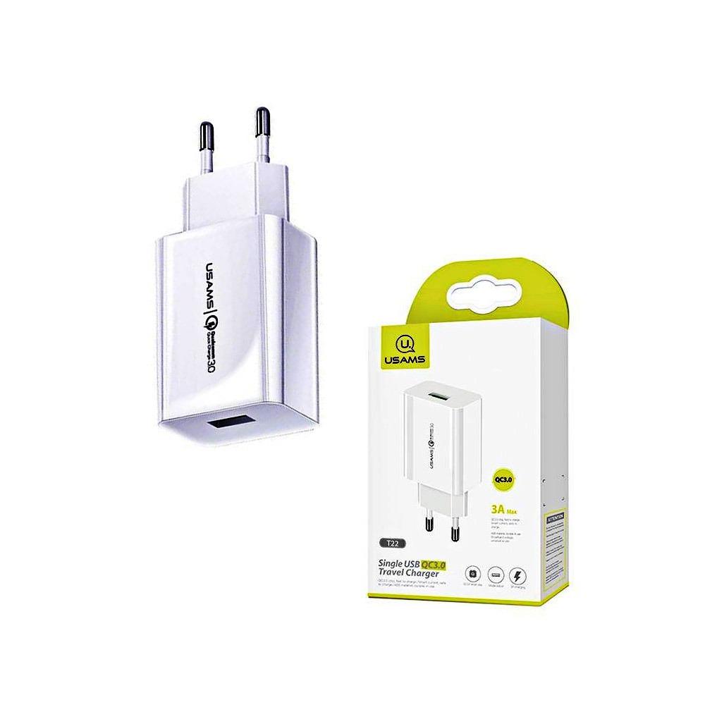 220V с изход за 1 USB USAMS T22 бял, CC83TC01