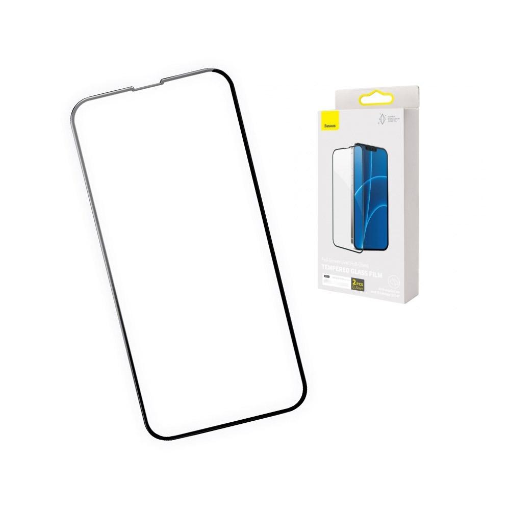 Протектор iPhone 13 mini 5.4 inch 2021 Baseus 0.3mm Full-screen Super porcelain crystal 2 бр. черен, SGQP030001
