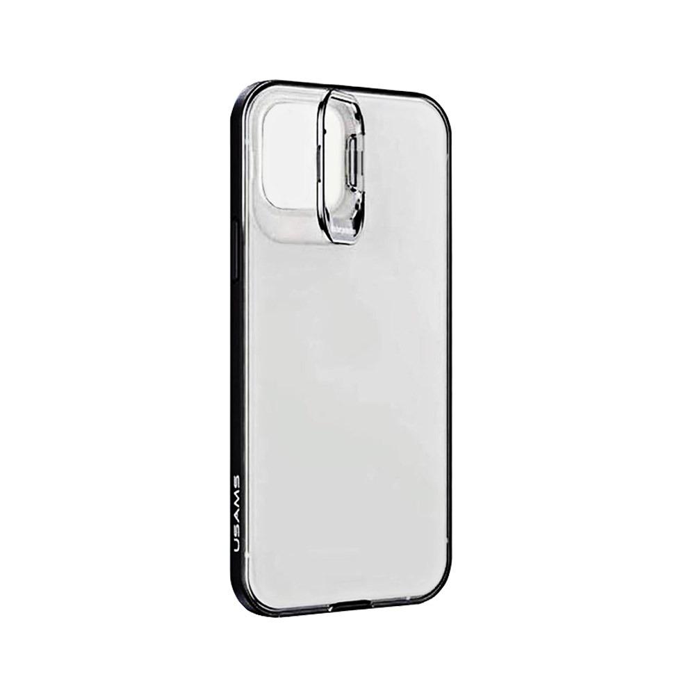 Калъф гръб за iPhone 13 6.1 Usams PC със скрит държач  черен