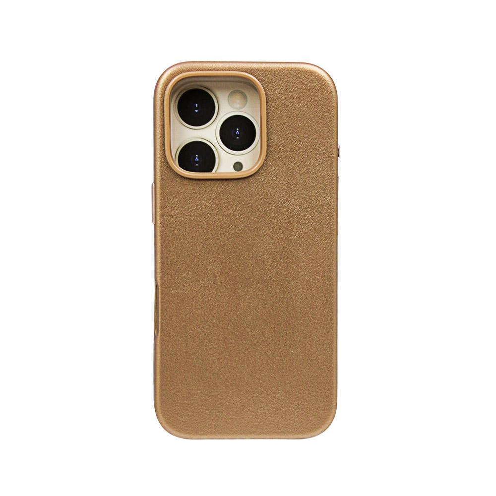 Калъф тип гръб LEATHER CASE iPhone 16 Pro Max златен