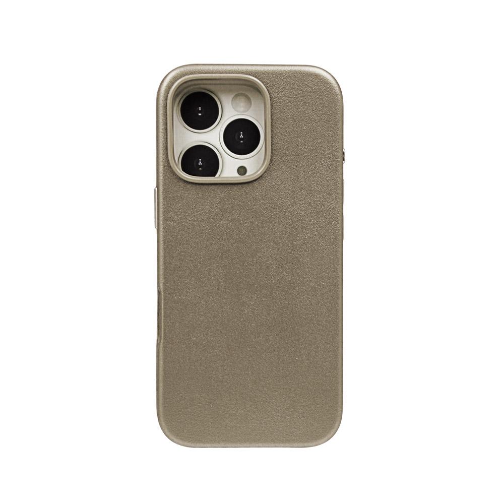 Калъф тип гръб LEATHER CASE iPhone 16 Pro Max сив