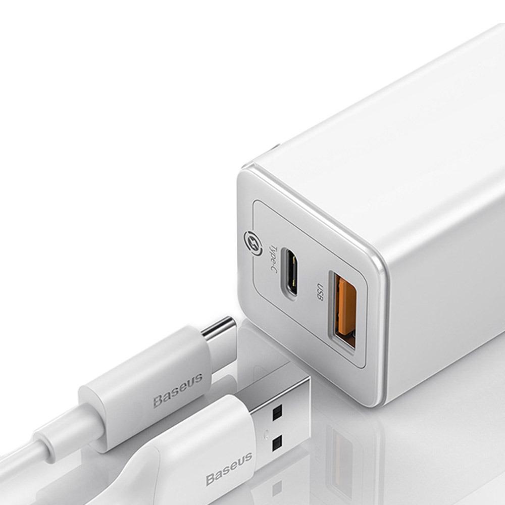 Зарядно BASEUS 220V Type C + USB 45W EU бял, CCGAN-Q02