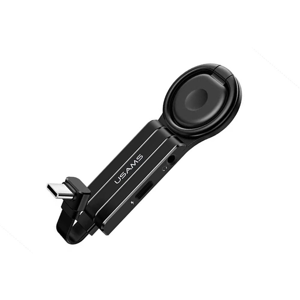 Адаптор USAMS Type C to 3.5mm+Type C ring holder
