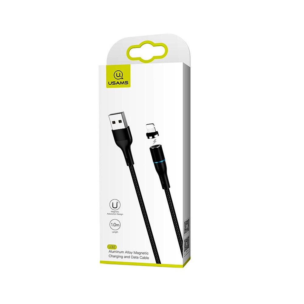 USB кабел Lightning Usams U32 Magn. черен