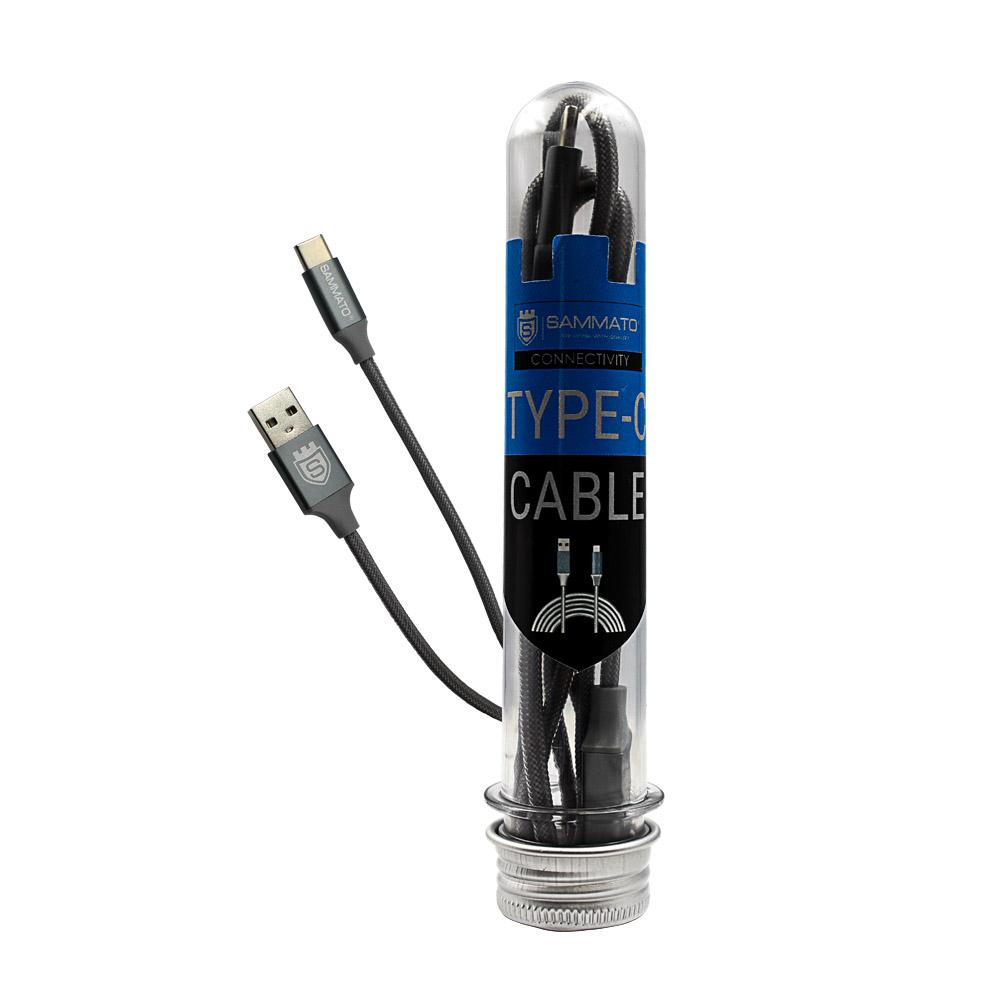 USB кабел SAMMATO корда 1 м. TYPE C сив