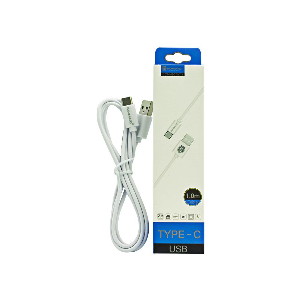 USB кабел SAMMATO 1 м. Type C бял