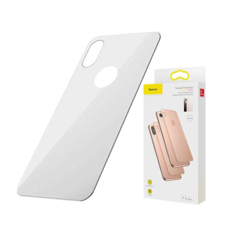 Стъклен протектор Baseus iPhone XS Max Full заден бял, SGAPIPH65-BM02