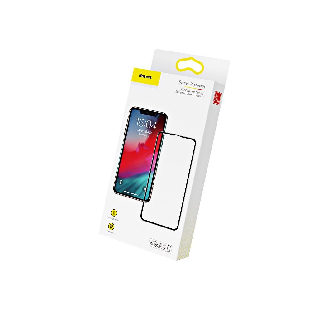 Стъклен протектор Baseus iPhone XS Max Full Curved черен, SGAPIPH65-KC01