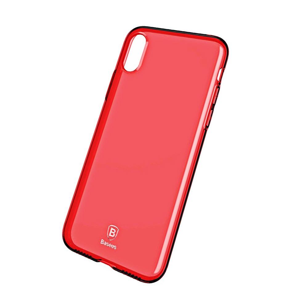 Калъф гръб Baseus Simple Clear за iPhone X, червен