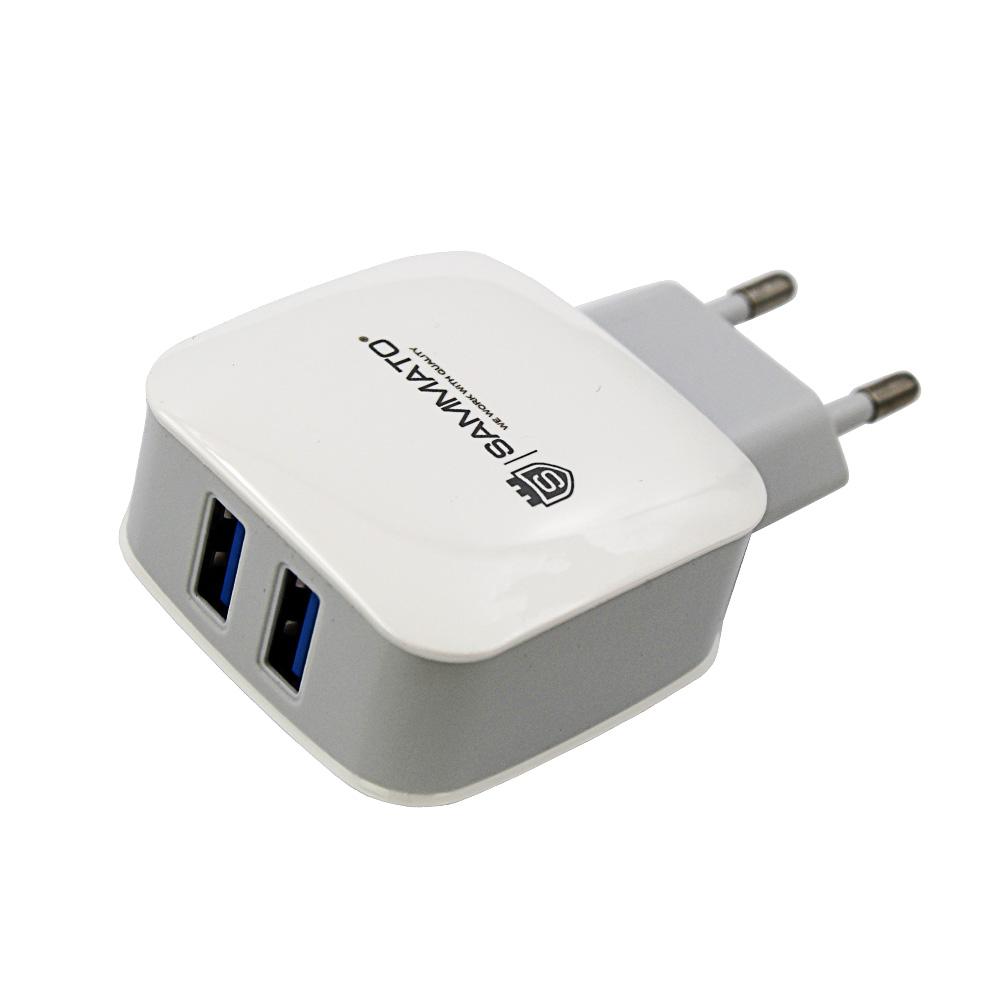 Зарядно SAMMATO 220V 3.1mAh 2USB бял
