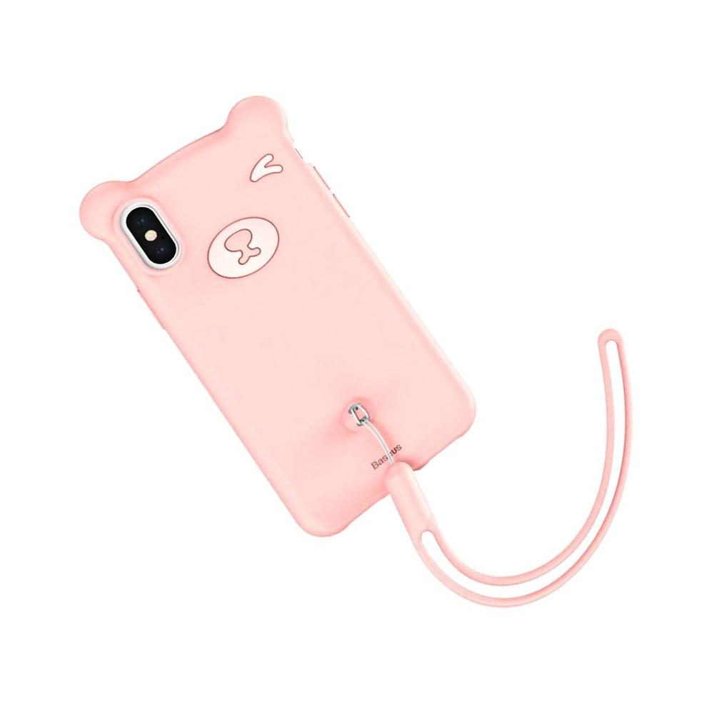 Калъф гръб Baseus Bear iPhone XS Max розов, WIAPIPH65-BE04
