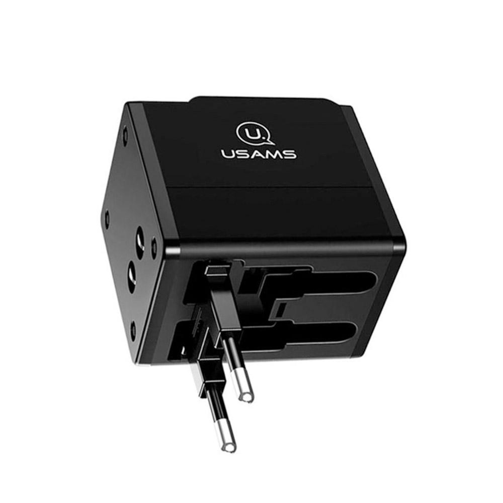 220V с изход за 2 USB USAMS T2 Dual 4 в 1 черен