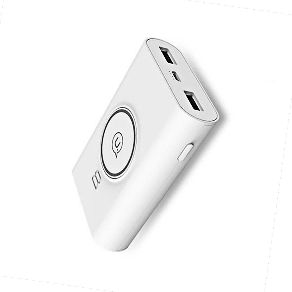 Зарядно Wireless USAMS US-CD31 + power bank, 8000mAh, 5V-2A, бял