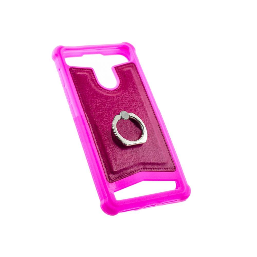 Калъф гръб TPU универсален с кожа K-03 4.5“-4.8“ розов