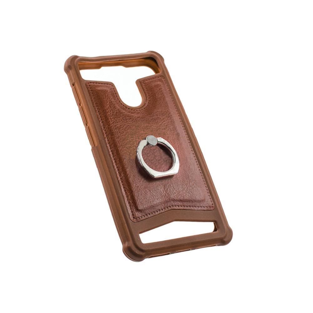 Калъф гръб TPU универсален с кожа K-05 5.2“-5.5“ кафяв