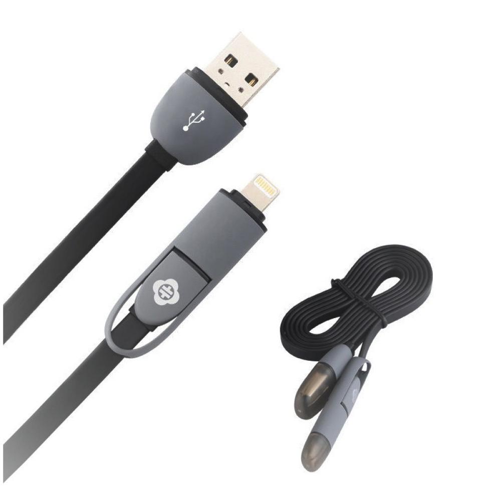 USB кабел Totu Good Par 2in1 180см 5G черно/сив