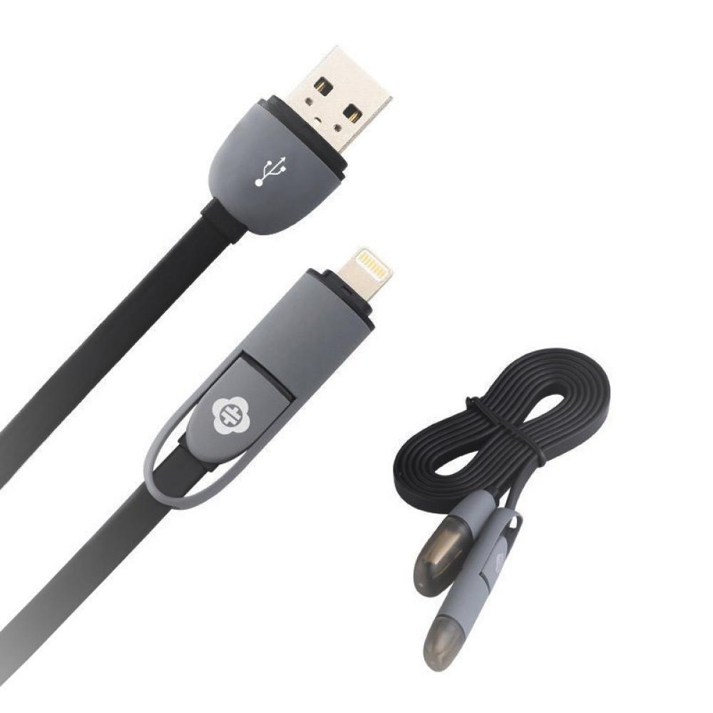 USB кабел Totu Good Par 2in1 60см 5G черно/сив