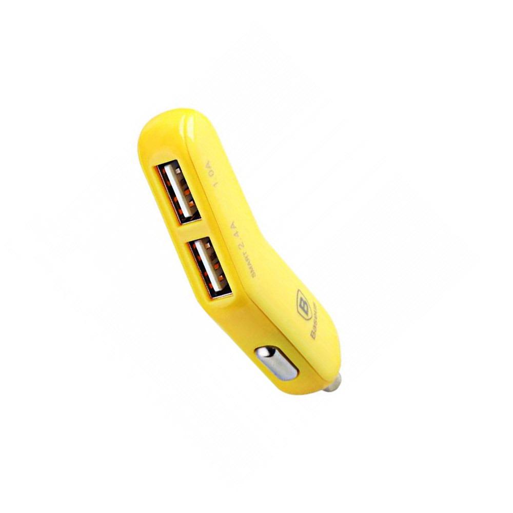 Зарядно Baseus 12v с 2 USB Smat Thin 3.4A жълт