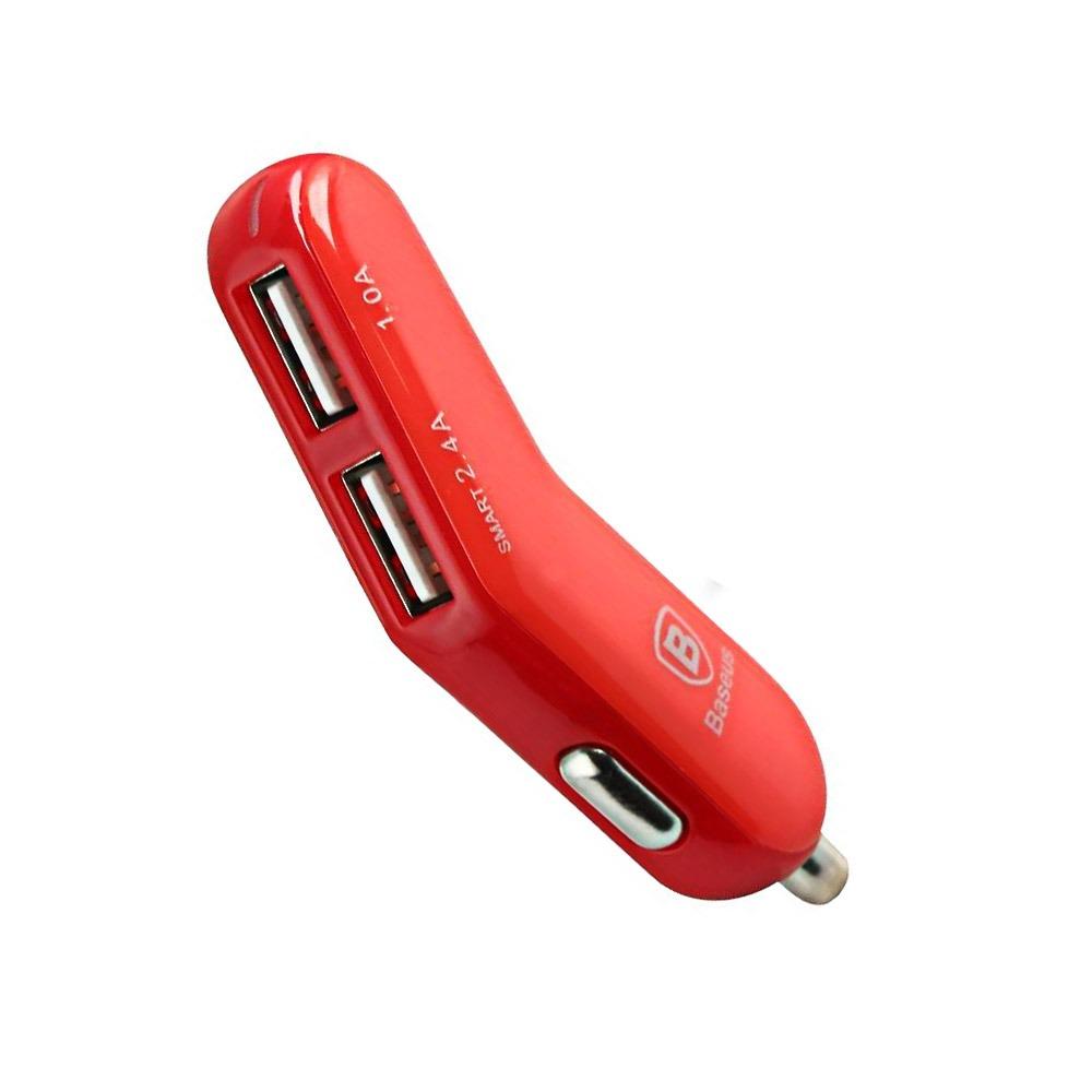 Зарядно Baseus 12v с 2 USB Smat Thin 3.4A червен