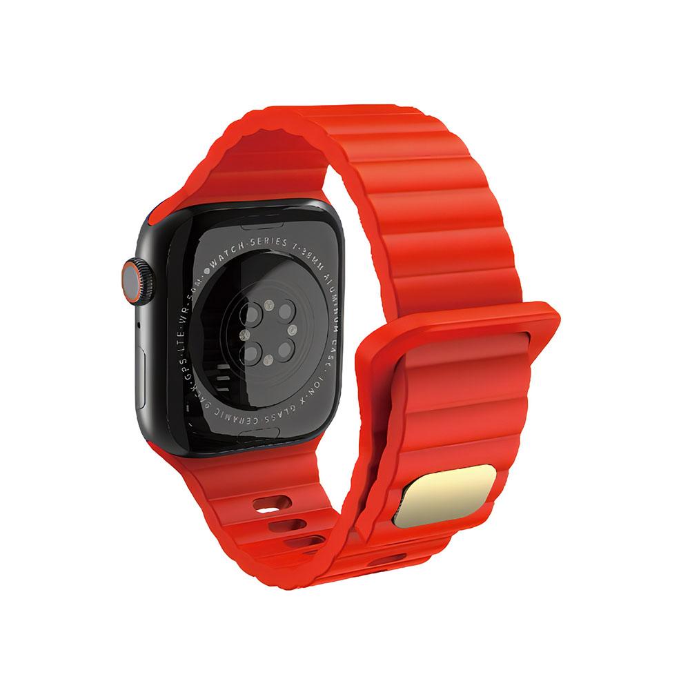 Apple watch 42/44/45/49mm. каишка силикон червено