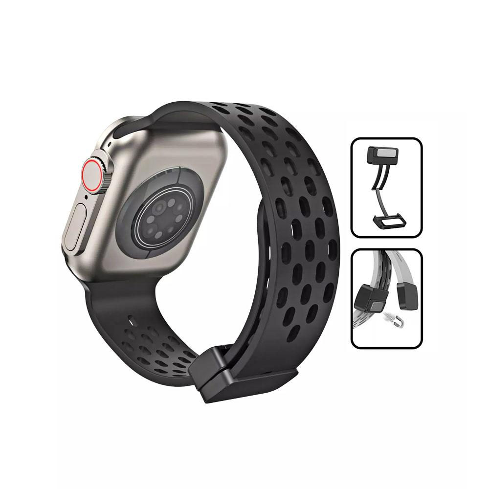 Watch band 22mm. каишка силикон с магнитна закопчалка черно