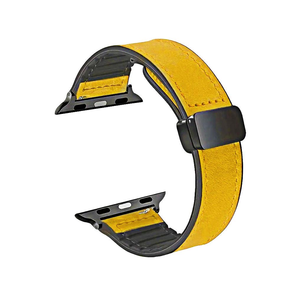 Apple watch 42/44/45/49mm. каишка кожа жълто