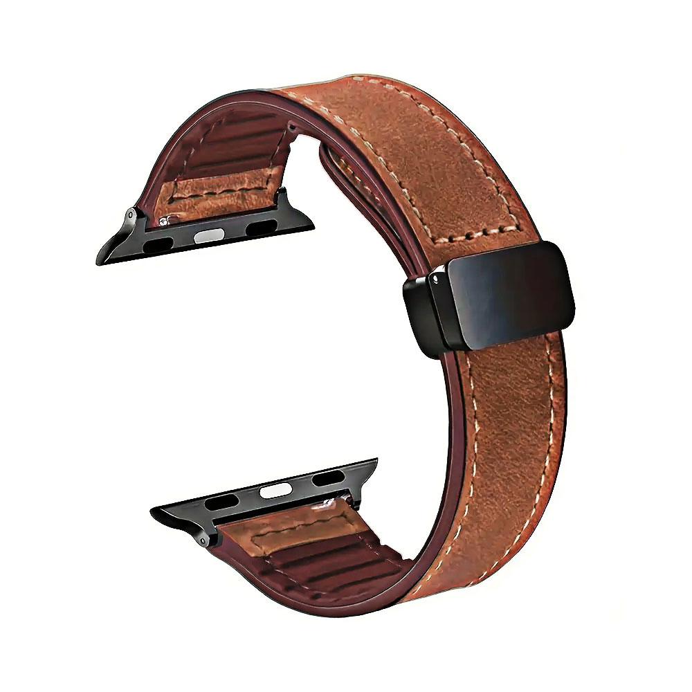Apple watch 42/44/45/49mm. каишка кожа светло кафяво