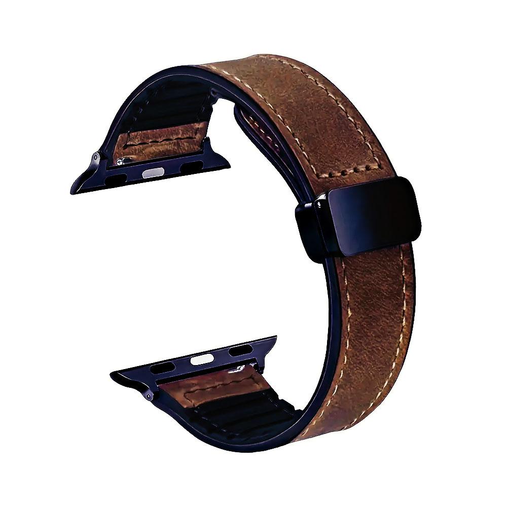 Apple watch 42/44/45/49mm. каишка кожа тъмно кафяво