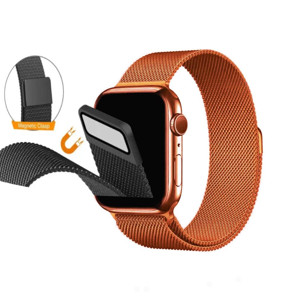Apple watch 42/44/45/49mm. метална магнитна каишка оранжево