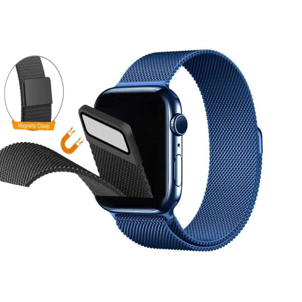 Apple watch 42/44/45/49mm. метална магнитна каишка тъмно синьо