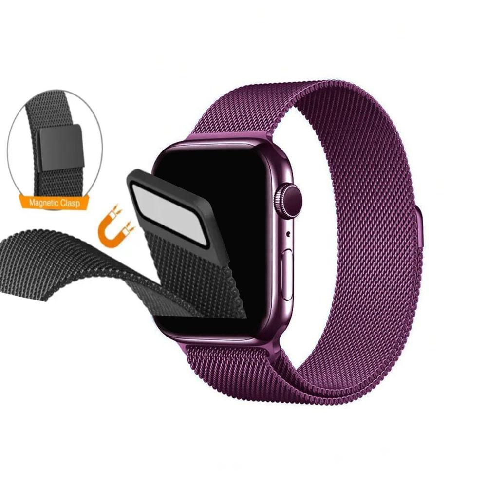 Apple watch 42/44/45/49mm. метална магнитна каишка лилаво