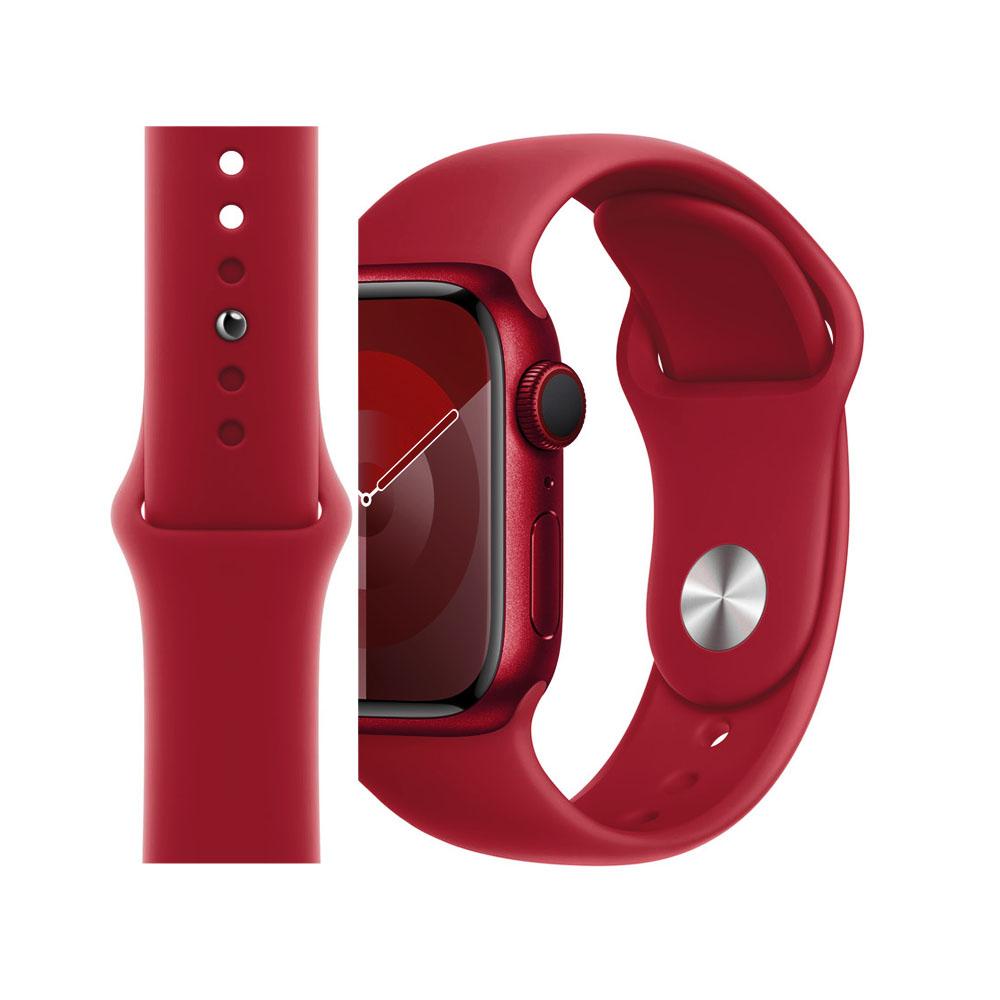 Apple watch 42/44/45/49mm. едноцветна силиконова каишка тъмно червено