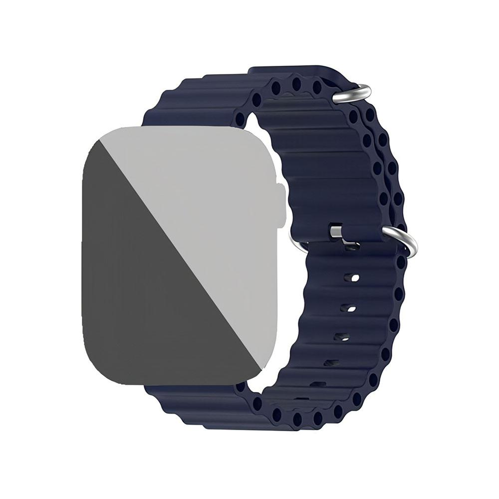 Apple watch 42/44/45/49mm. гофрирана силиконова каишка тъмно синьо