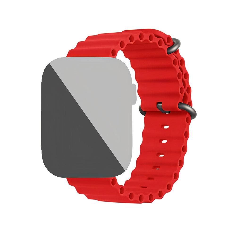 Apple watch 42/44/45/49mm. гофрирана силиконова каишка червено