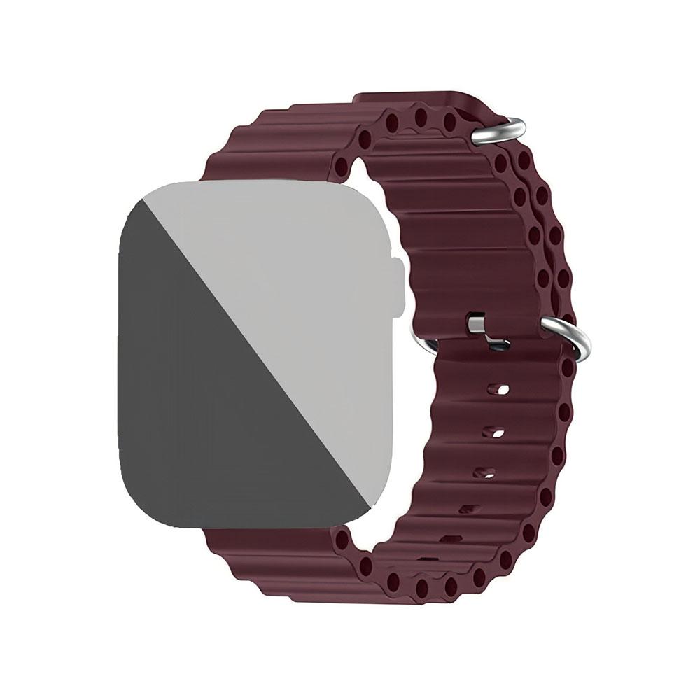 Apple watch 42/44/45/49mm. гофрирана силиконова каишка тъмно червено