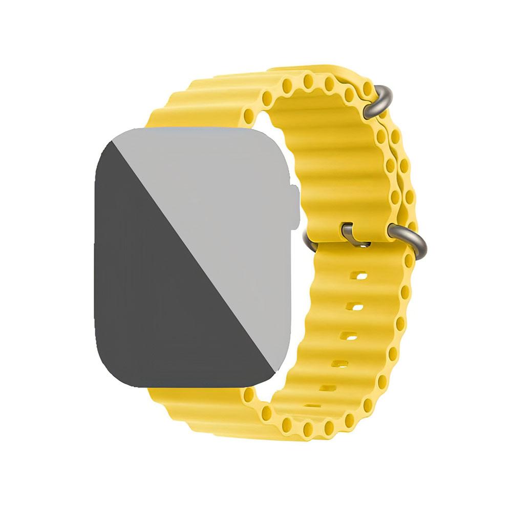 Apple watch 42/44/45/49mm. гофрирана силиконова каишка жълто